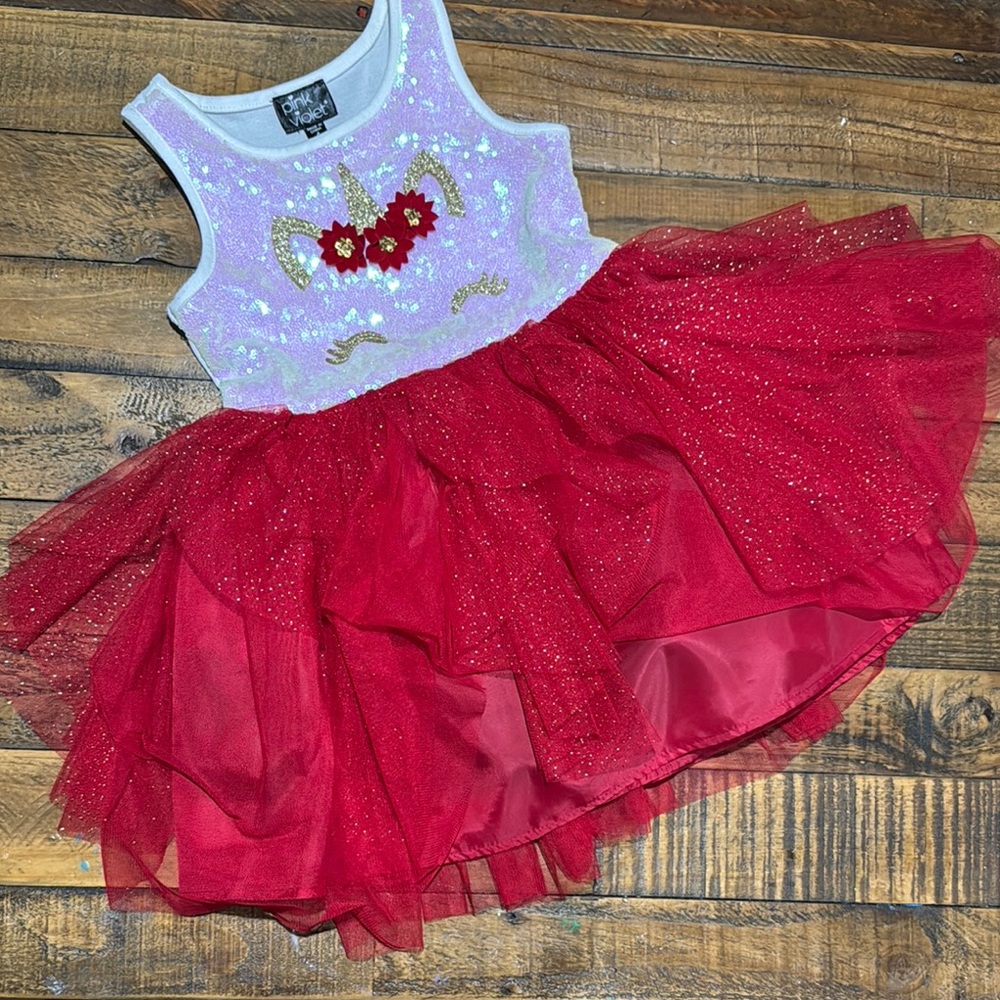 Sparkle Unicorn Red Tutu Dress size 4t